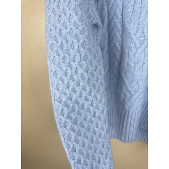 Nordstrom Cable Knit Mock Neck Light Blue Sweater Womens Size XS - Picture 5 of 15